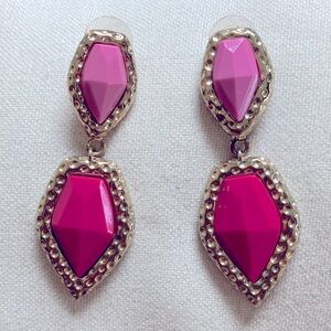 🩷Gold and Pink Geometric Drop Pierced Earrings🩷